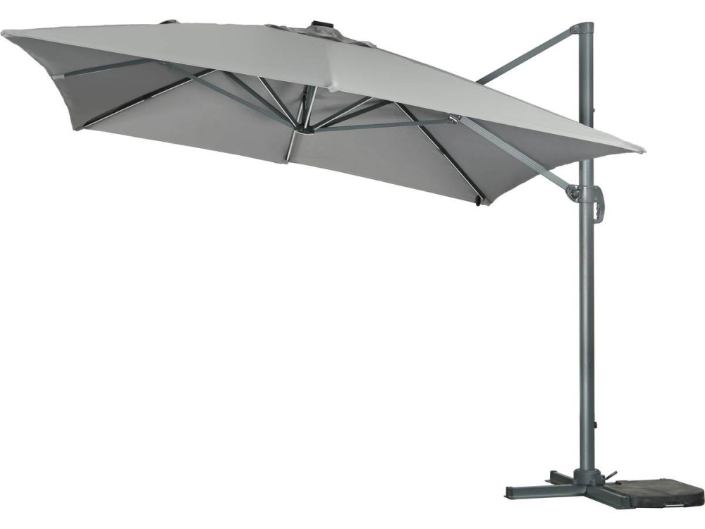 Parasol ogrodowy "Sun 3 Luxe" - Światła LED - Kwadratowy - 3 x 3 m - Szary - Obciążniki w zestawie