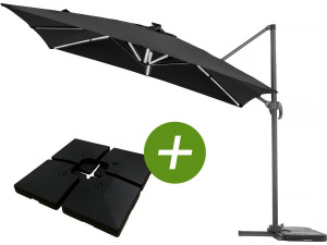 Parasol ogrodowy LED Alu "Sun 4 Luxe" - Prostokąt - 3 x 4 m - Statecznik w zestawie