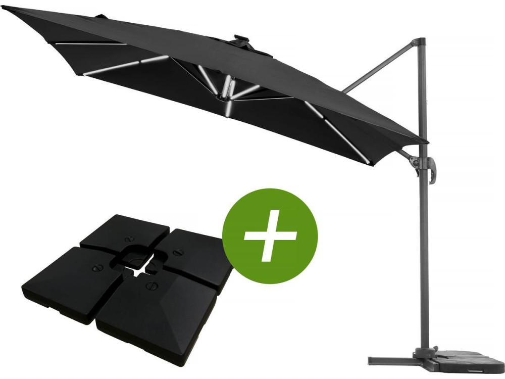 Parasol ogrodowy LED Alu "Sun 4 Luxe" - Prostokąt - 3 x 4 m - Statecznik w zestawie