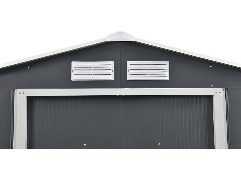 Metalowa szopa ogrodowa "Vegas" - 15 m² z rynną - Szara