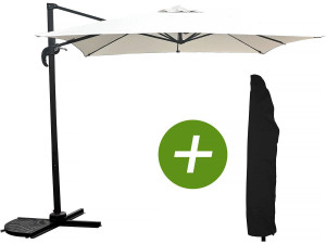 Parasol ogrodowy "Soleil" z boczną nogą - Kwadratowy - 2.5 x 2.5 m - Ecru + pokrowiec zabezpieczający