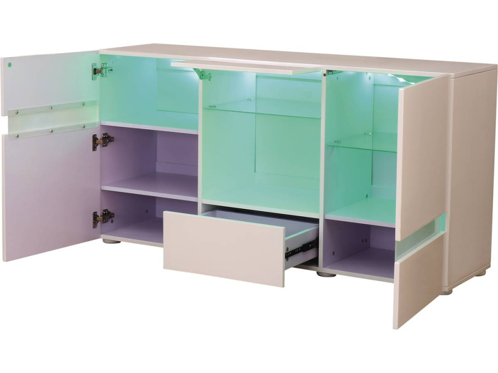 Komoda LED Volta” - 140 x 40 x 72 cm - Biała lakierowana
