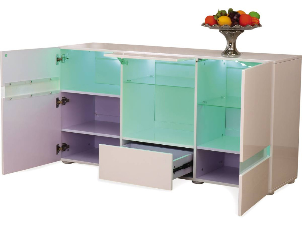 Komoda LED Volta” - 140 x 40 x 72 cm - Biała lakierowana