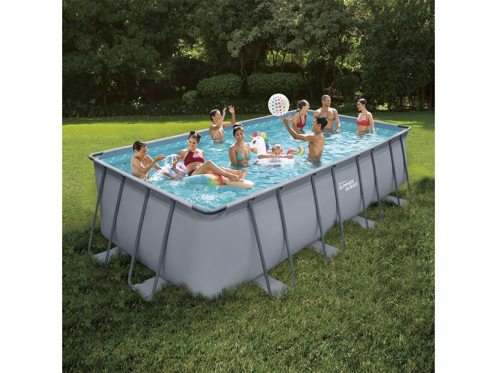 Piscine tubulaire grise - "LUDO 2" - 4,01 x 2,01 x 1,22 m - filtracja piaskowa 2,5 m³/h