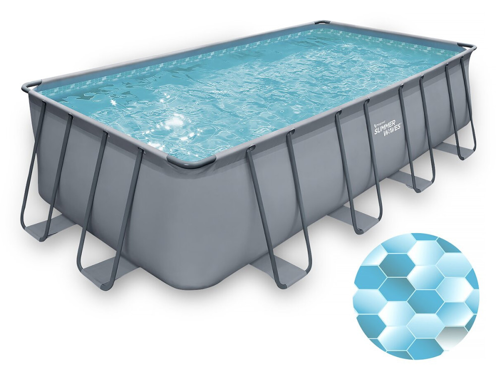 Piscine tubulaire grise - "LUDO 2" - 4,01 x 2,01 x 1,22 m - filtracja piaskowa 2,5 m³/h
