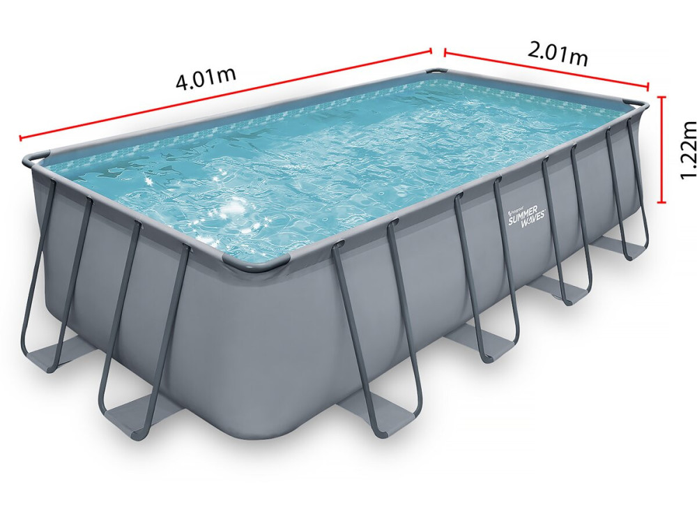 Piscine tubulaire grise - "LUDO 2" - 4,01 x 2,01 x 1,22 m - filtracja piaskowa 2,5 m³/h