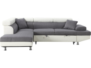 Sofa narożna "Sophia luxe" - 265 x 190.5 x 80/91 cm - Biało-szara - 5 miejsc - Lewostronna