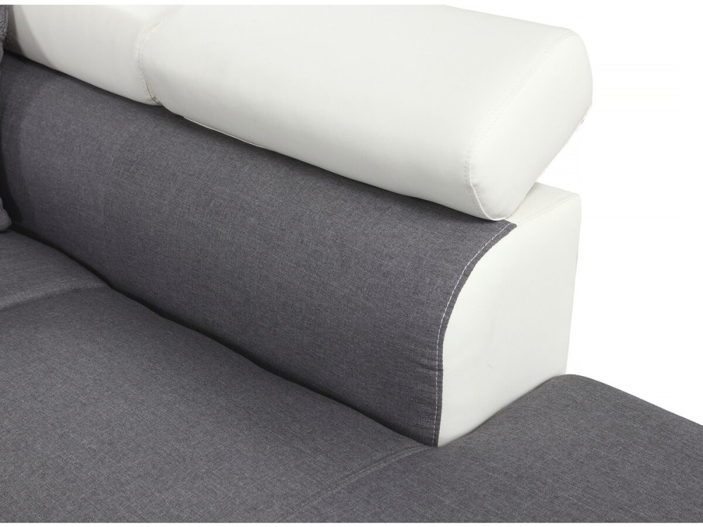 Sofa narożna "Sophia luxe" - 265 x 190.5 x 80/91 cm - Biało-szara - 5 miejsc - Lewostronna