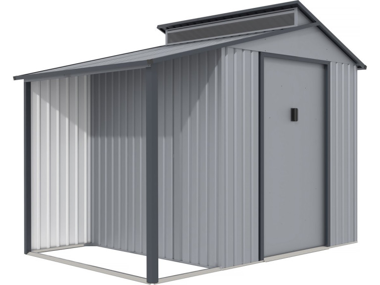 Metalowa szopa ogrodowa z pergolą "Madras" - 5,64 m² - 193 x 292 x 229 cm - Szary