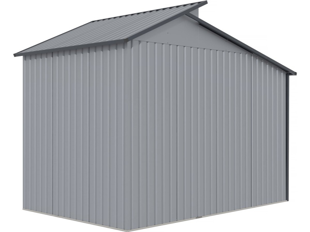 Metalowa szopa ogrodowa z pergolą "Madras" - 5,64 m² - 193 x 292 x 229 cm - Szary