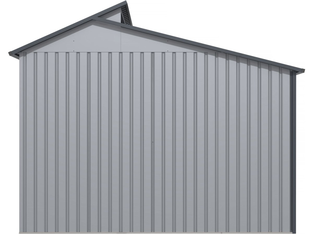Metalowa szopa ogrodowa z pergolą "Madras" - 5,64 m² - 193 x 292 x 229 cm - Szary