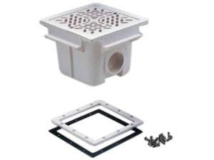 Odpływ kwadratowy 210 x 210 mm z kratką ABS - biały
