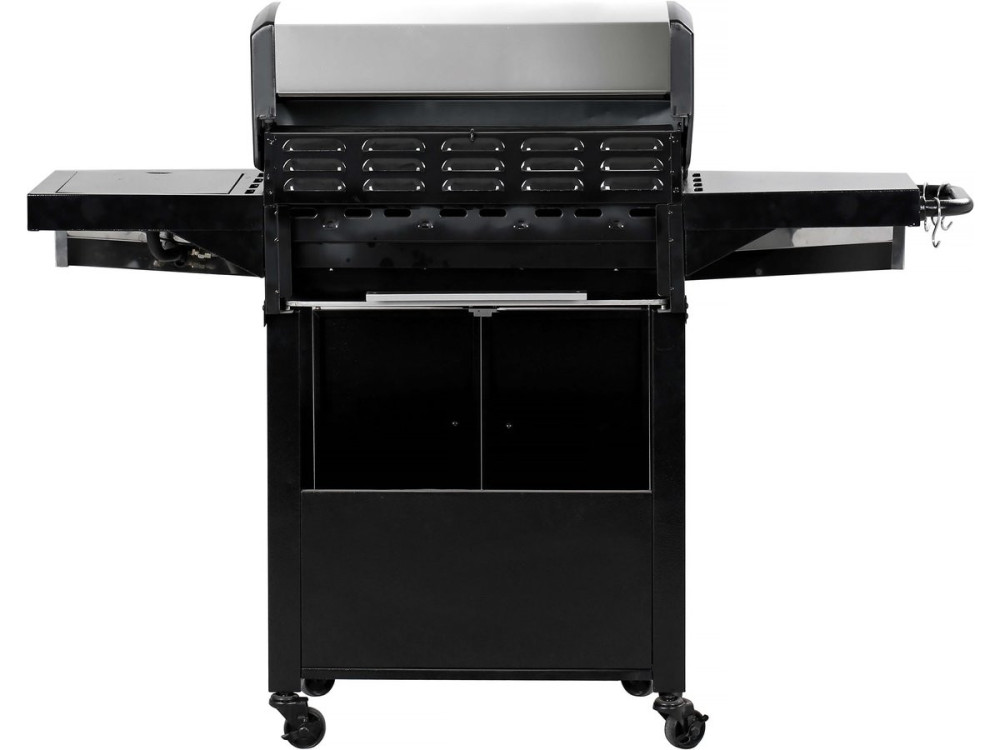 Grill gazowy ze szklaną pokrywą "Bingo 5" - 5 palników, z czego 1 boczny - 15.2kW + Pokrowiec zabezpieczający - Czarny