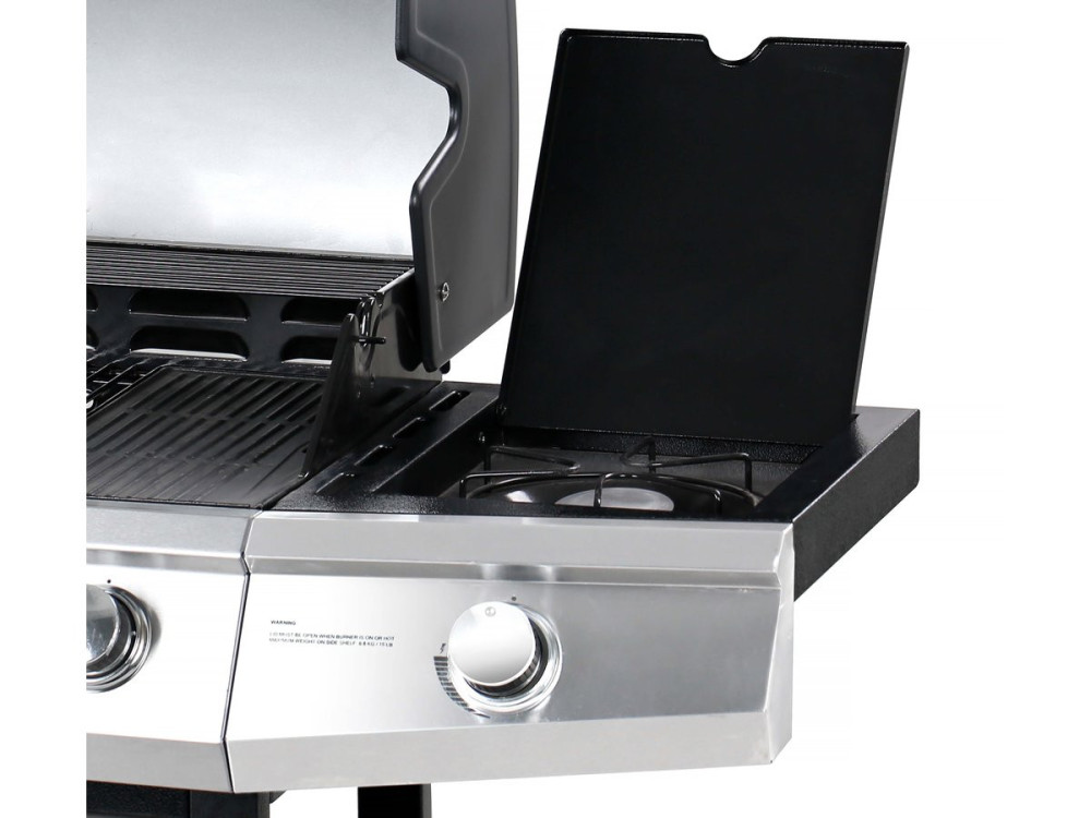 Grill gazowy ze szklaną pokrywą "Bingo 5" - 5 palników, z czego 1 boczny - 15.2kW + Pokrowiec zabezpieczający - Czarny