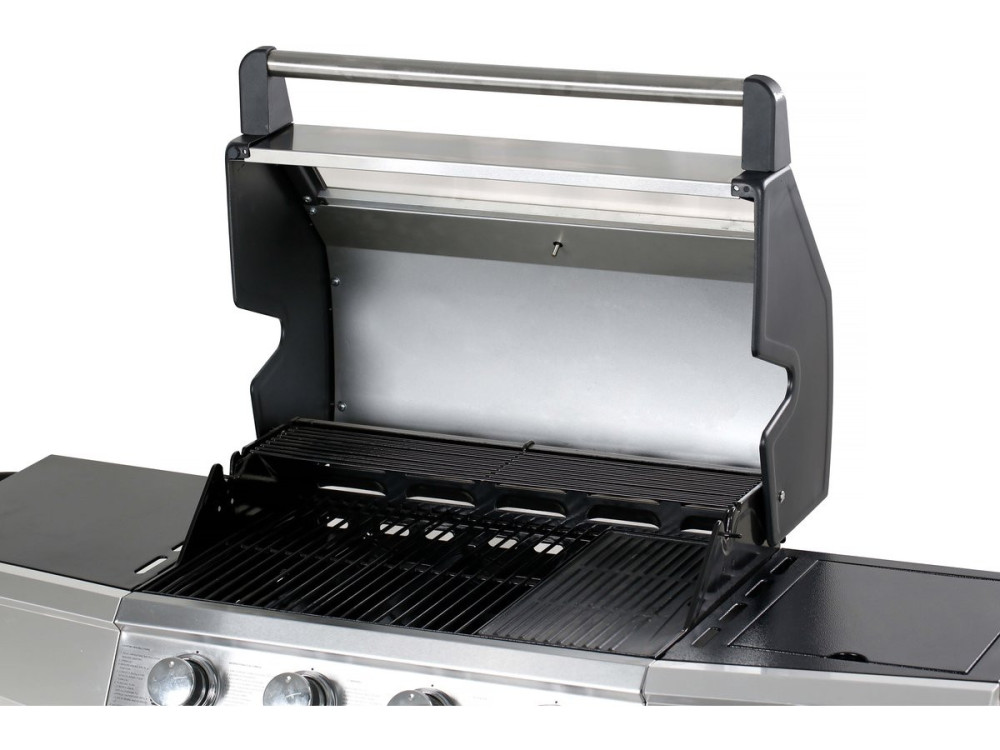Grill gazowy ze szklaną pokrywą "Bingo 5" - 5 palników, z czego 1 boczny - 15.2kW + Pokrowiec zabezpieczający - Czarny