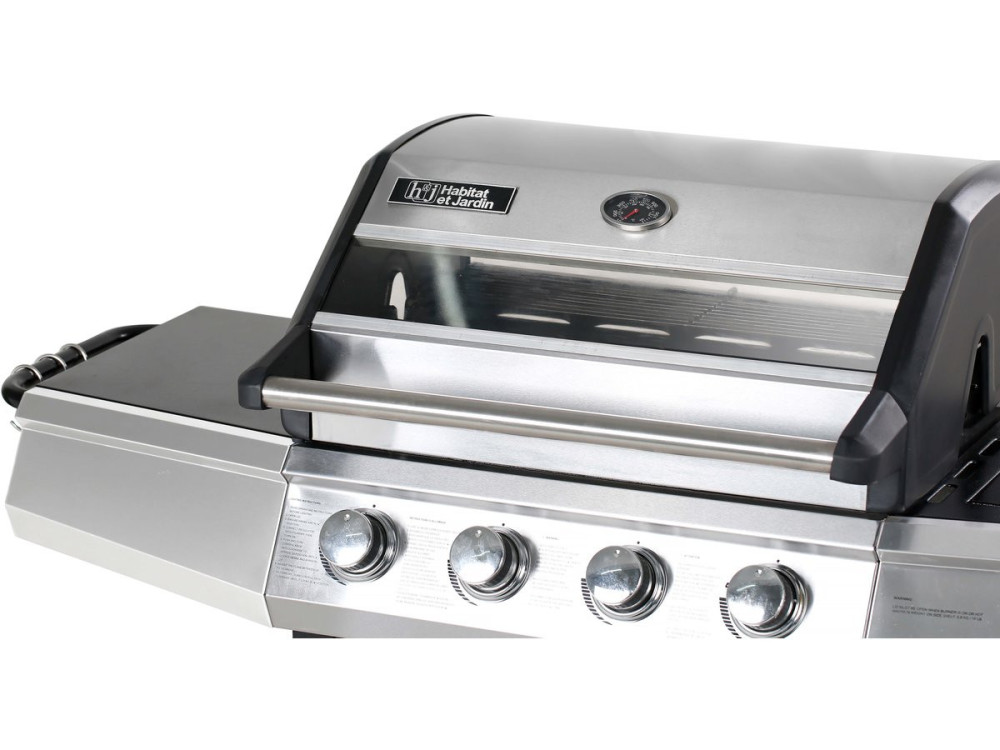 Grill gazowy ze szklaną pokrywą "Bingo 5" - 5 palników, z czego 1 boczny - 15.2kW + Pokrowiec zabezpieczający - Czarny