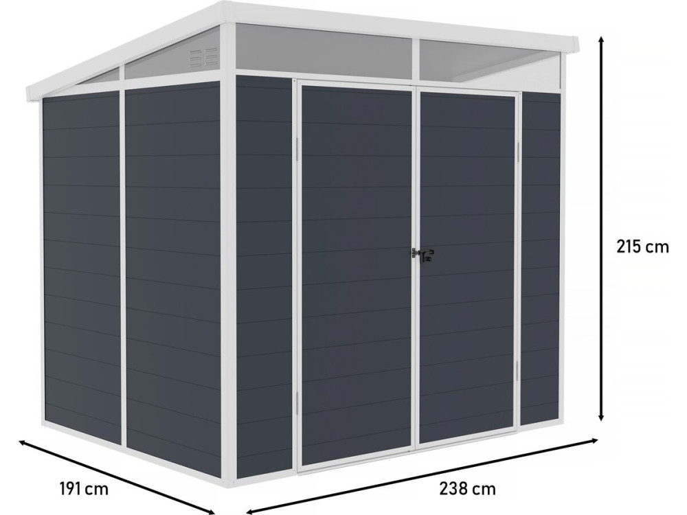 Szopa ogrodowa z żywicy "Detroit" - szara - 4,54 m² - 1,91 x 2,38 m