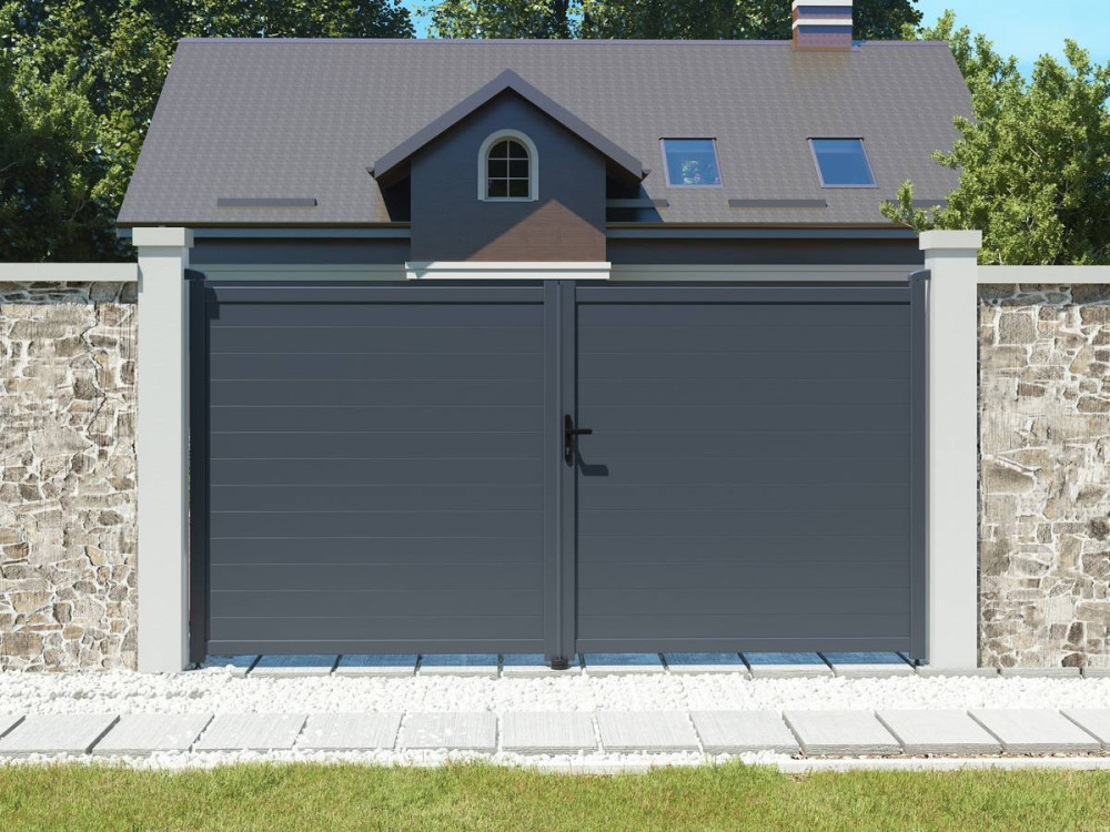 Brama aluminiowa "Marc" - 349.5 x 180.9 cm - Szara