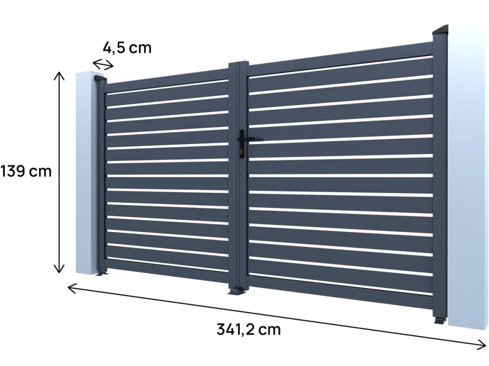 Bramka aluminiowa "Julien" półotwarta - 340 x 140 cm - Szary
