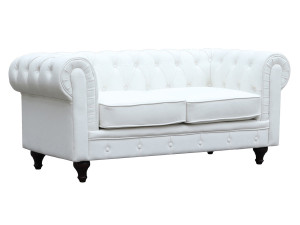 Sofa Chesterfield "Aliza" nierozkładana - 157 x 82 x 70 cm - 2 miejsca - Biała