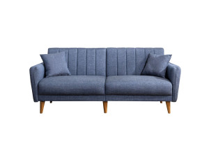 3-osobowa rozkładana sofa w tkaninie "Aqua" 205 x 85 x 85 cm - Granatowy
