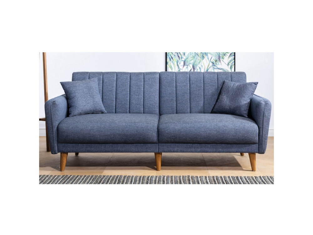 3-osobowa rozkładana sofa w tkaninie "Aqua" 205 x 85 x 85 cm - Granatowy