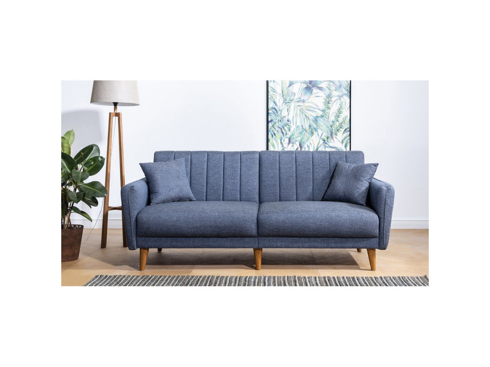 3-osobowa rozkładana sofa w tkaninie "Aqua" 205 x 85 x 85 cm - Granatowy