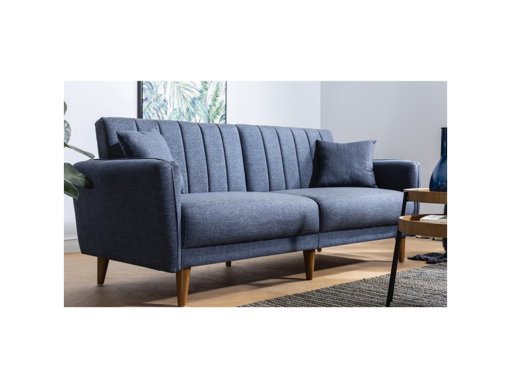 3-osobowa rozkładana sofa w tkaninie "Aqua" 205 x 85 x 85 cm - Granatowy