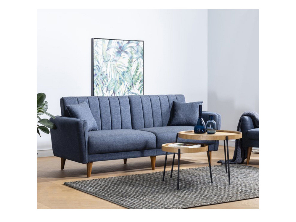 3-osobowa rozkładana sofa w tkaninie "Aqua" 205 x 85 x 85 cm - Granatowy