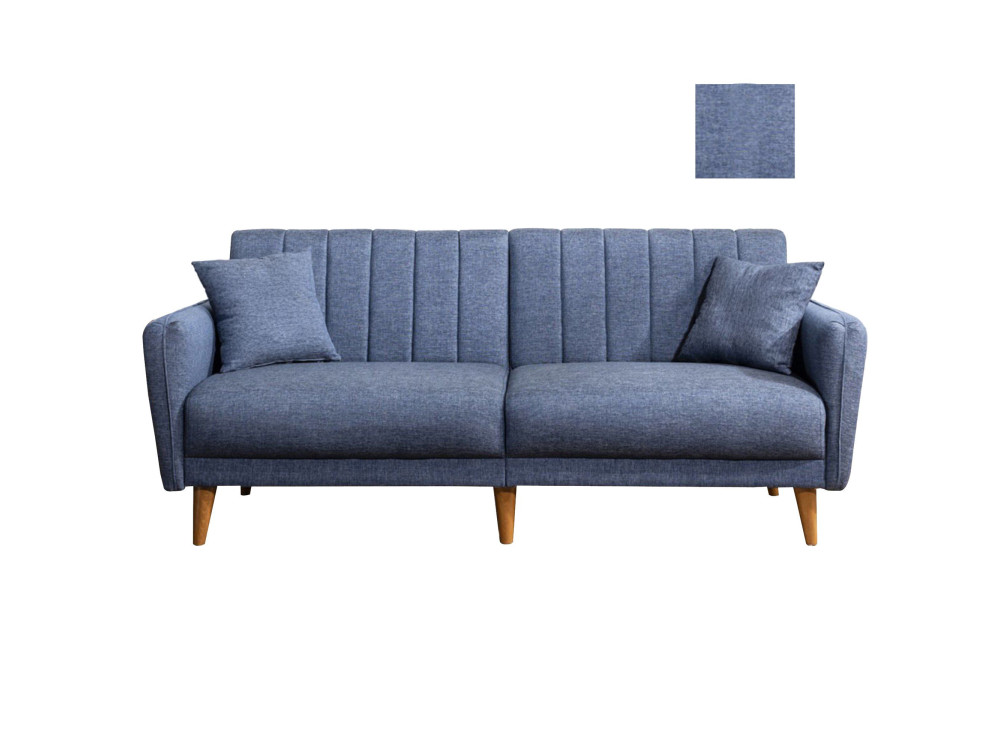 3-osobowa rozkładana sofa w tkaninie "Aqua" 205 x 85 x 85 cm - Granatowy
