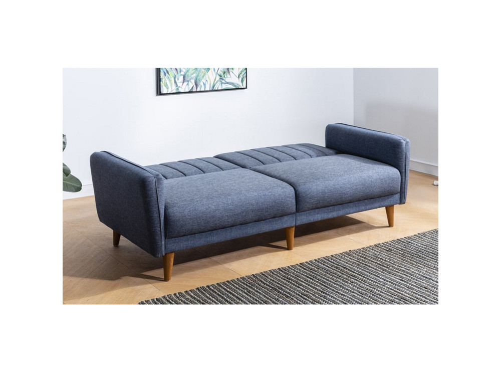 3-osobowa rozkładana sofa w tkaninie "Aqua" 205 x 85 x 85 cm - Granatowy