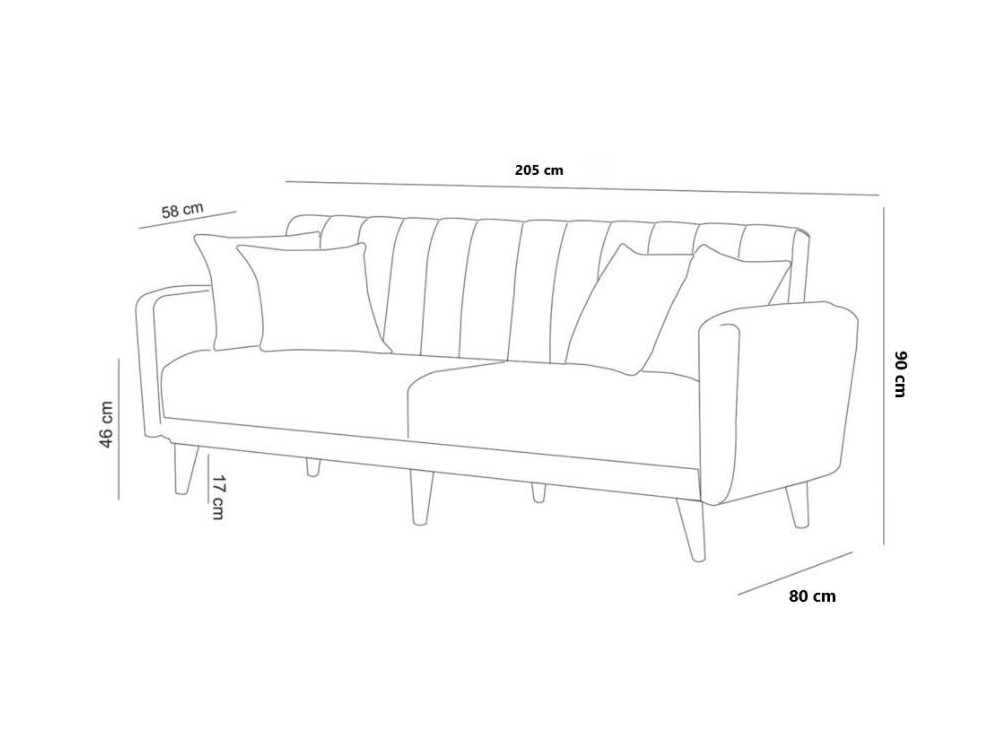 3-osobowa rozkładana sofa w tkaninie "Aqua" 205 x 85 x 85 cm - Granatowy