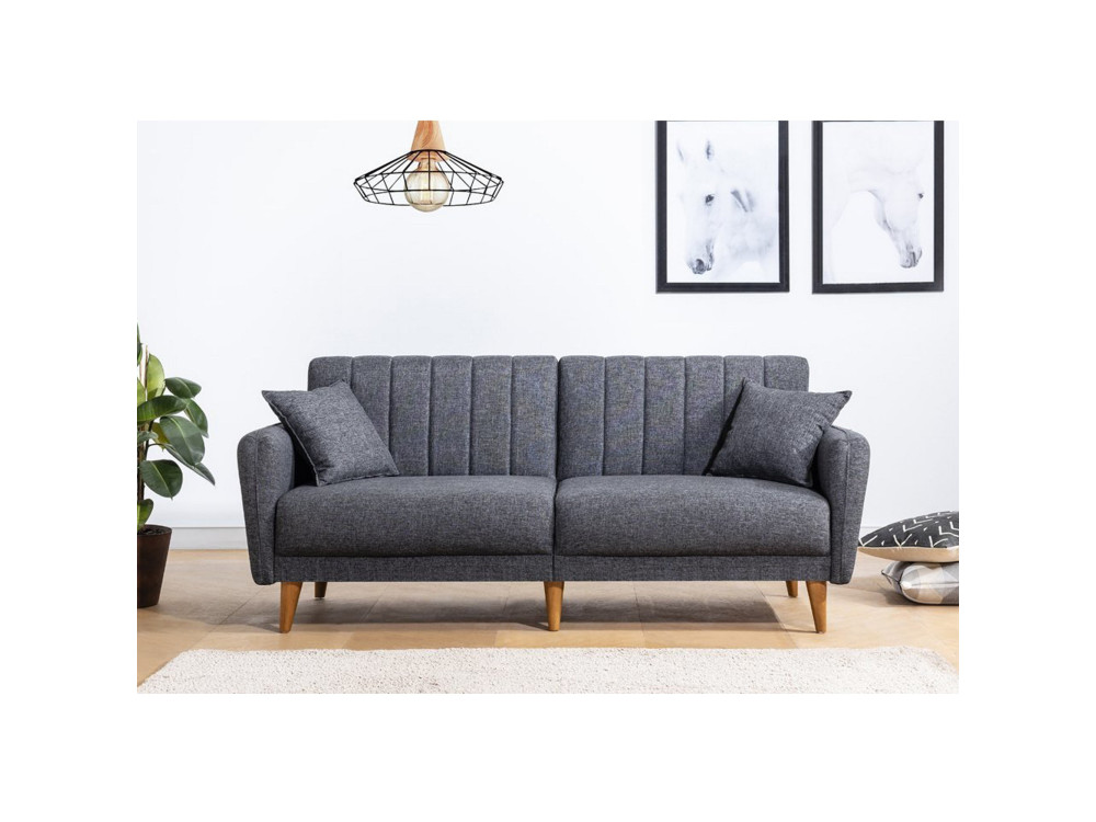 3-osobowa rozkładana sofa w tkaninie "Aqua" 205 x 85 x 85 cm - Ciemnoszary