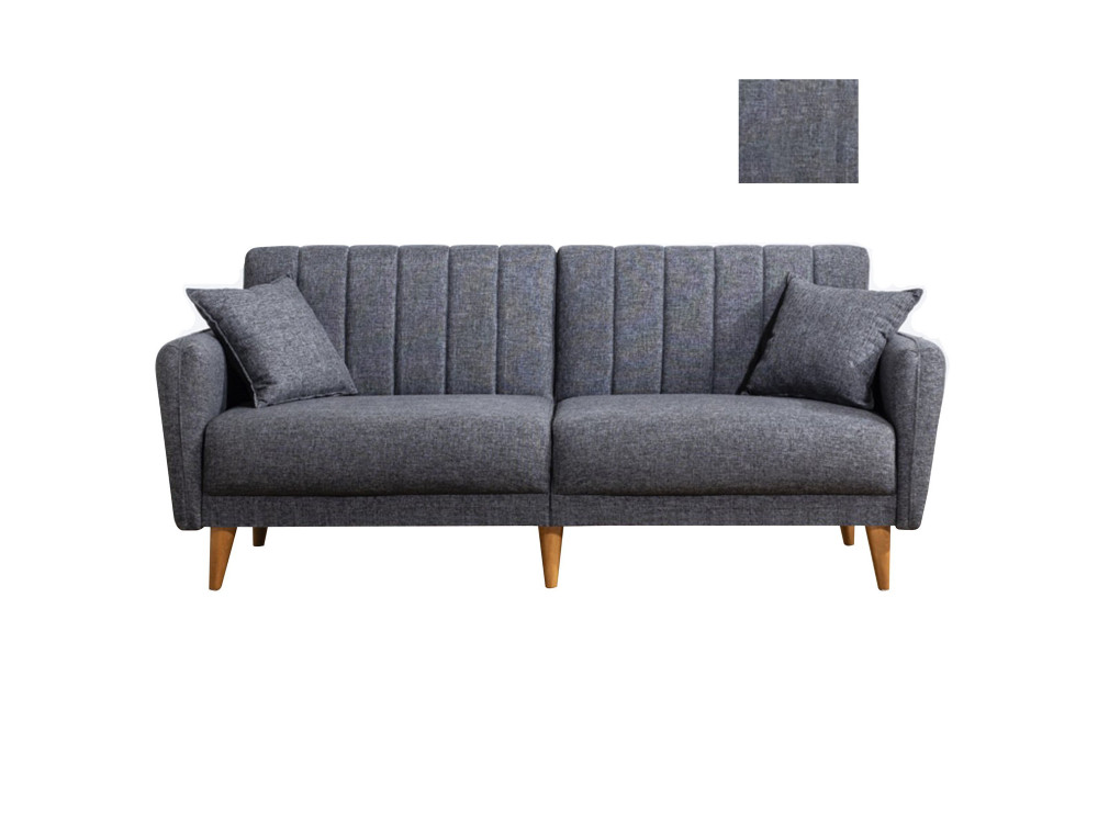 3-osobowa rozkładana sofa w tkaninie "Aqua" 205 x 85 x 85 cm - Ciemnoszary
