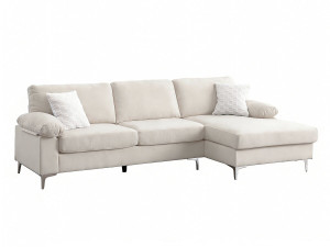 Sofa narożna "Jade" z tkaniny szenilowej - 3-osobowa - Beżowy