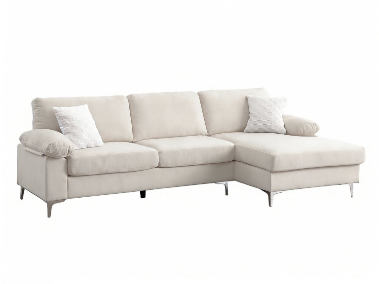Sofa narożna "Jade" z tkaniny szenilowej - 3-osobowa - Beżowy
