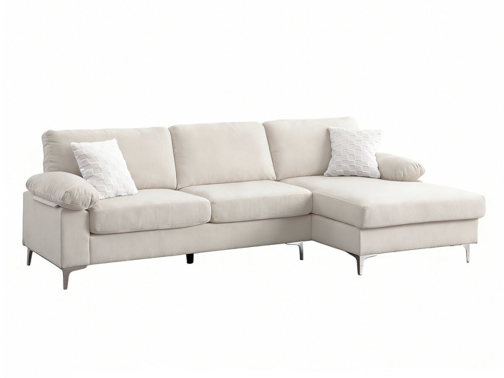 Sofa narożna "Jade" z tkaniny szenilowej - 3-osobowa - Beżowy