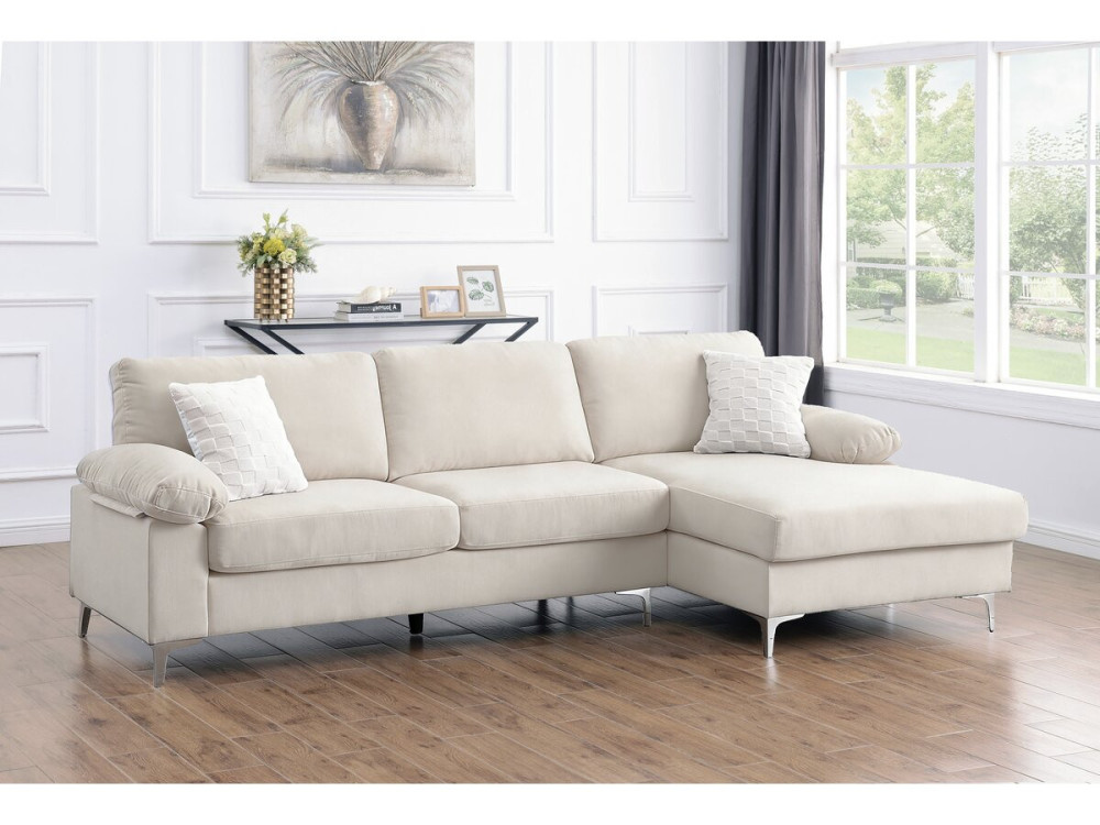 Sofa narożna "Jade" z tkaniny szenilowej - 3-osobowa - Beżowy