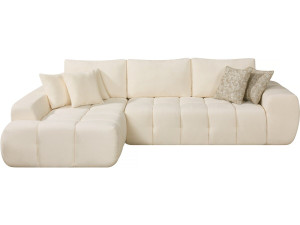 Sofa narożna "Sidonie" lewa w tkaninie bąbelkowej - 4-osobowa - Beżowy