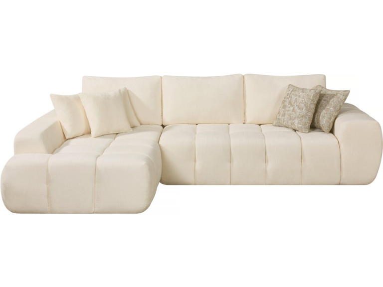 Sofa narożna "Sidonie" lewa w tkaninie bąbelkowej - 4-osobowa - Beżowy