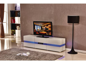 Szafka pod telewizor z podświetleniem LED „Vida” - 177 x 39 x 45 cm - Biała lakierowana 2