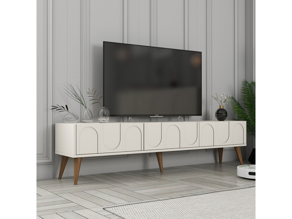 Drewniana podstawa pod telewizor "Lyon" - 180 x 35 x 44 cm - CrèmeNoix