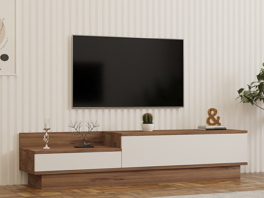 Drewniana podstawa pod telewizor "Barko" - 160 x 35 x 35 cm - sosna atlantycka-biała