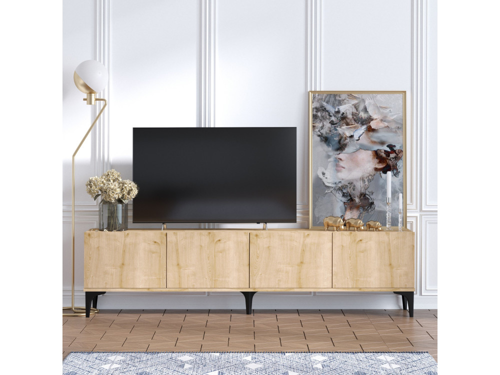 Drewniana podstawa pod telewizor "Nora" - 180 x 35 x 50 cm - Dąb Szafirowy