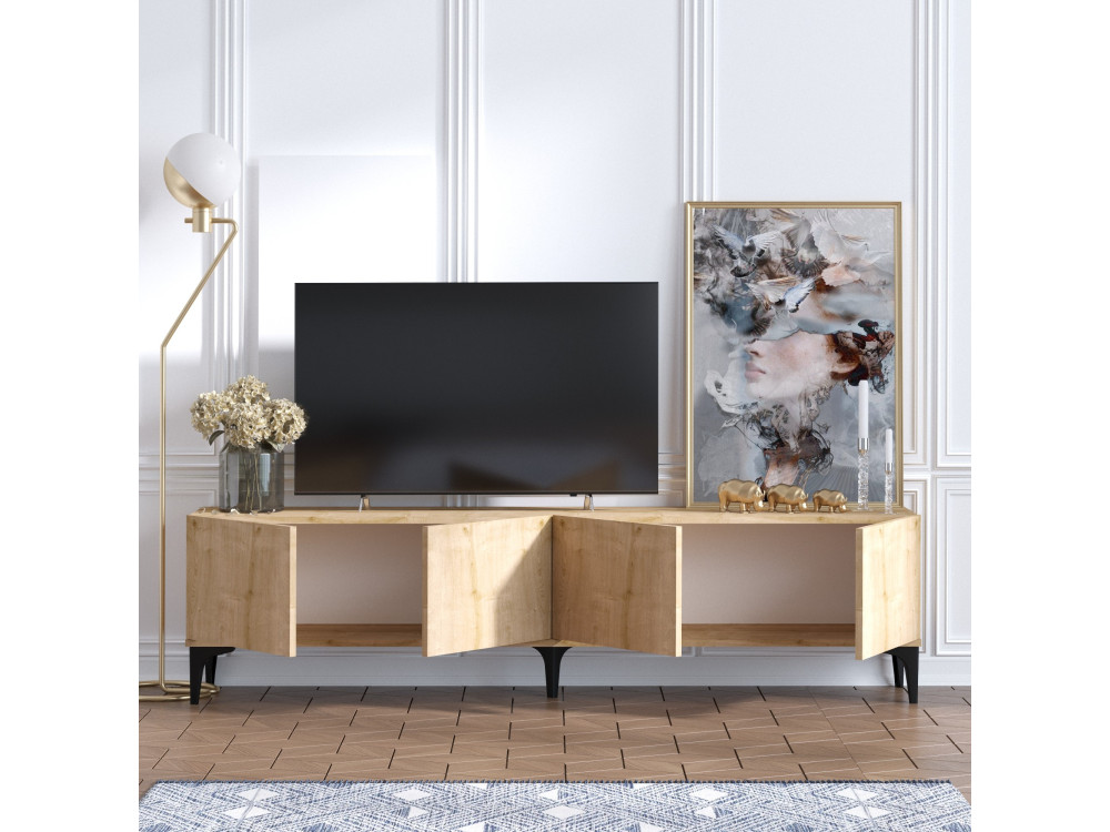 Drewniana podstawa pod telewizor "Nora" - 180 x 35 x 50 cm - Dąb Szafirowy