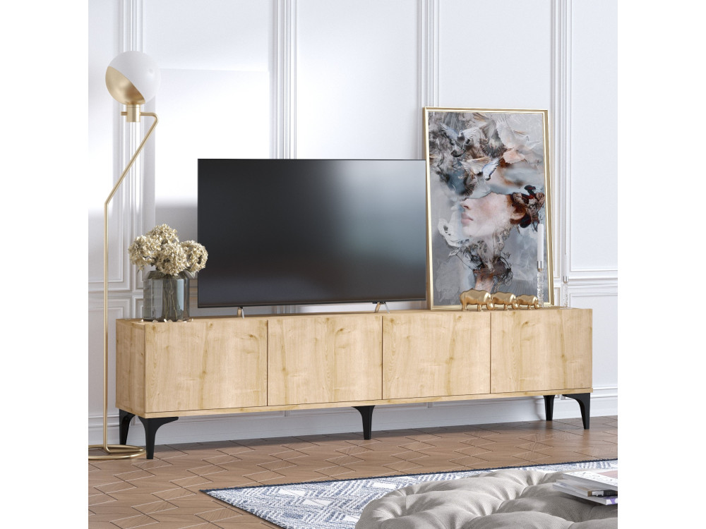 Drewniana podstawa pod telewizor "Nora" - 180 x 35 x 50 cm - Dąb Szafirowy