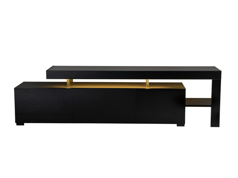 Drewniany stojak TV "Beliz" 192 x 37 x 53 cm - Czarne drewno