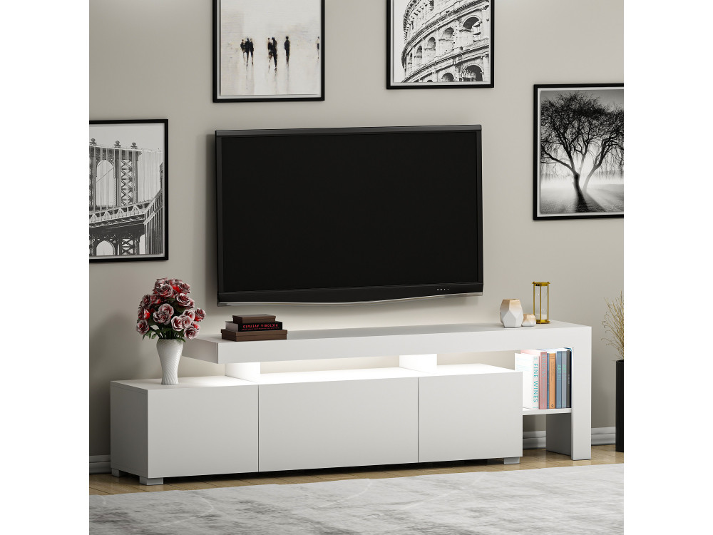 Drewniany stojak TV "Beliz" 192 x 37 x 53 cm - Biały