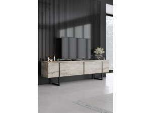 Drewniana podstawa pod telewizor "Luxe" - 180 x 30 x 50 cm - TravertineBlack 2
