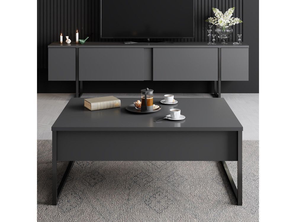 Drewniana podstawa pod telewizor "Luxe" 180 x 30 x 50 cm - Antracyt